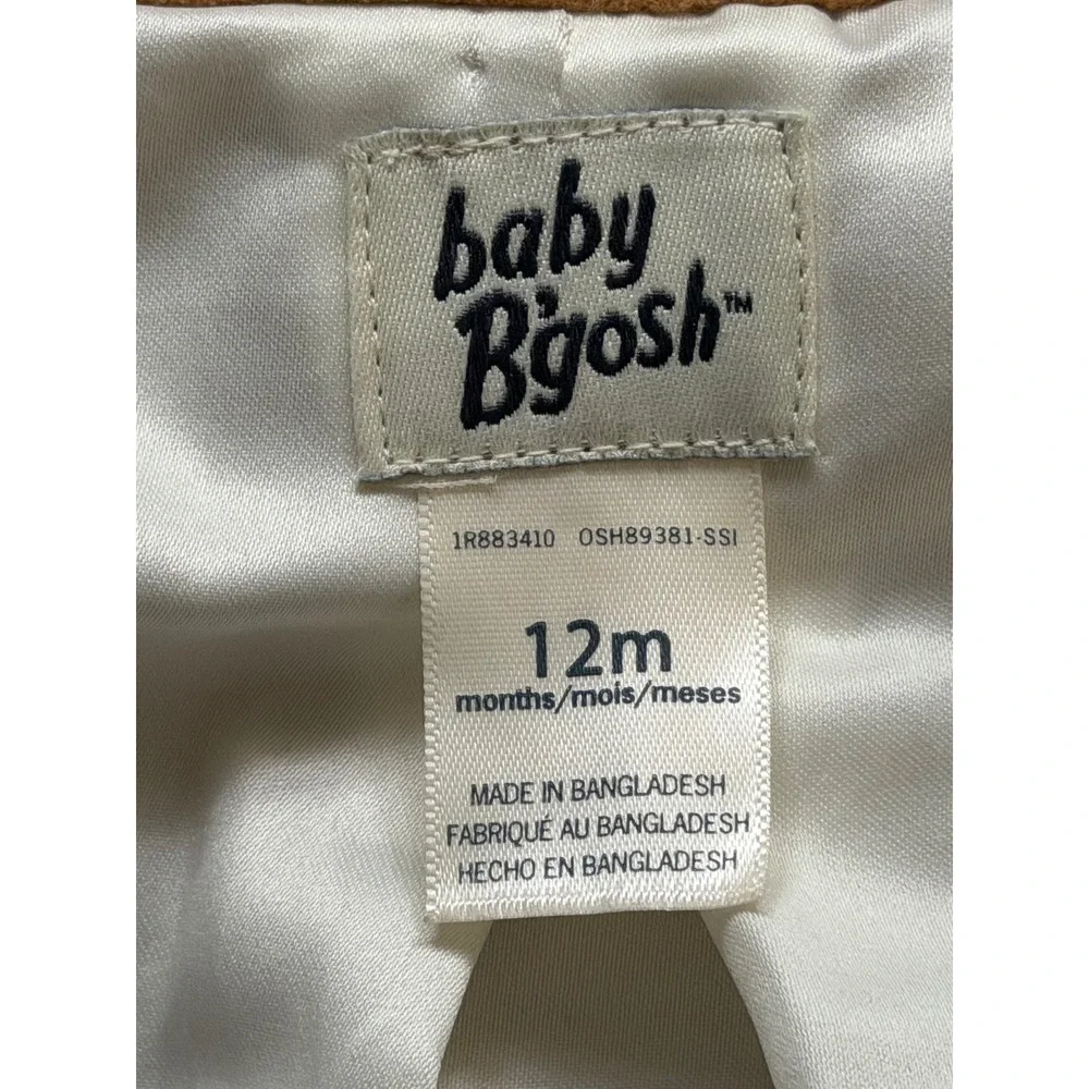 Baby Bgosh Girls Camel Brown Double Breasted Bow Dress Coat 12M Peacoat